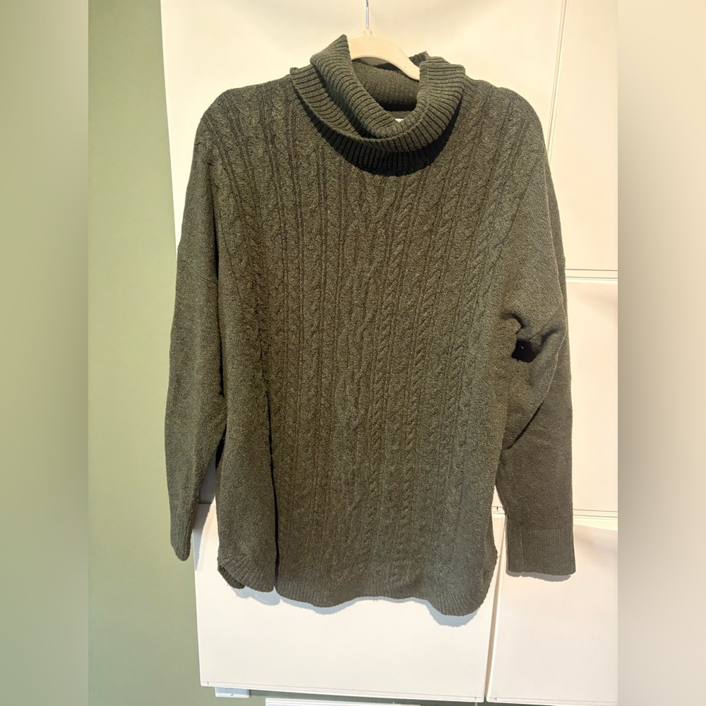 Reitmans Green Cable Knit Turtleneck Sweater